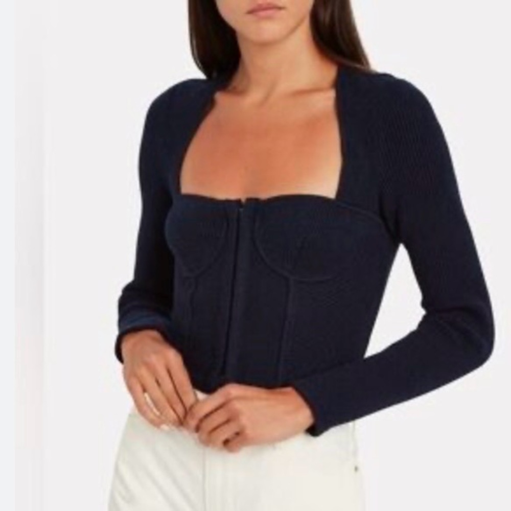 Jonathan Simkhai Elegant Black Long Sleeve Crop Top